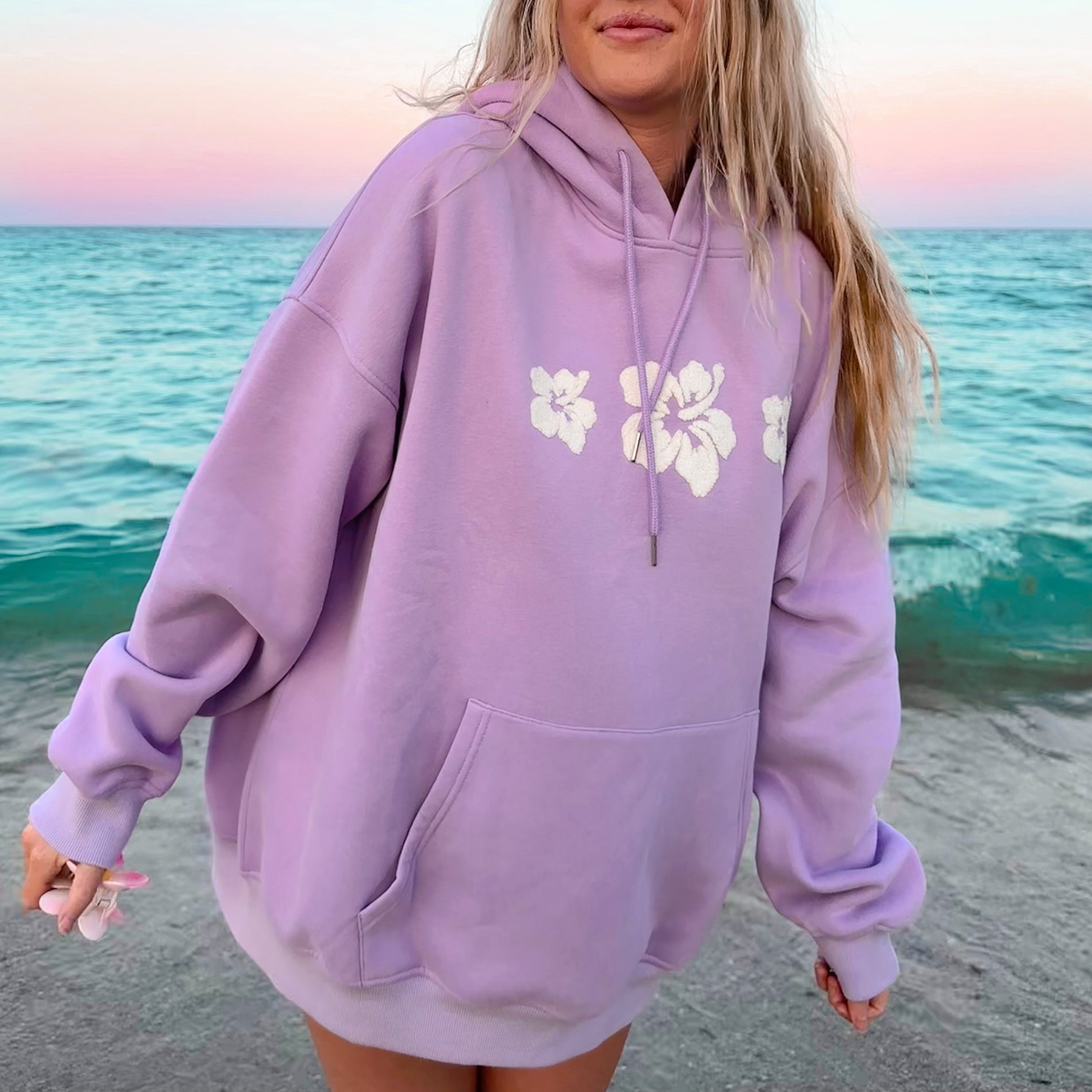 HIBISCUS FLOWER TOWEL EMBROIDER HOODIE